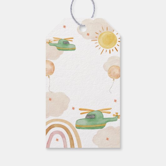 Boho Adventure Helicopter Airplane Baby Shower Cadeaulabel (Achterkant)