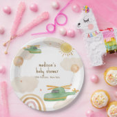 Boho Adventure Helicopter Airplane Baby Shower Papieren Bordje (Feest)
