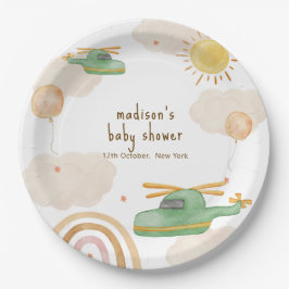 Boho Adventure Helicopter Airplane Baby Shower Papieren Bordje