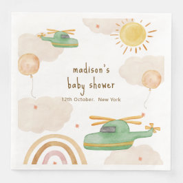 Boho Adventure Helicopter Airplane Baby Shower Servet