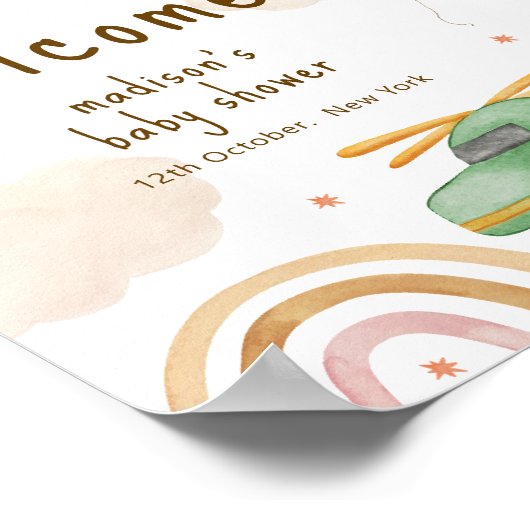 Boho Adventure Helicopter Baby Shower Welcome  Poster (Hoek)