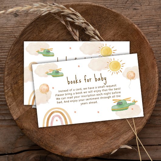Boho Adventure Helicopter Books For Baby Shower Informatiekaartje