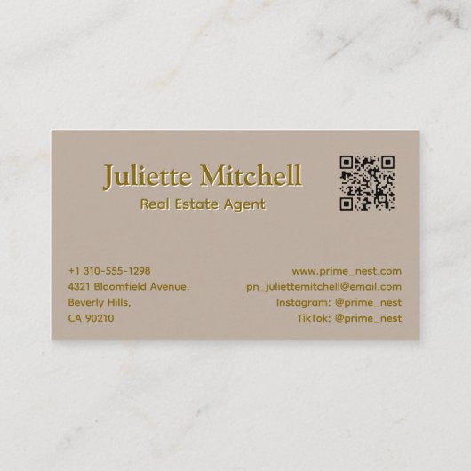 Boho Aesthetic Real Estate Agent Business Card Visitekaartje (Achterkant)