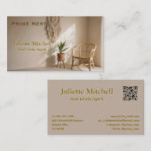 Boho Aesthetic Real Estate Agent Business Card Visitekaartje (Voorkant / Achterkant)