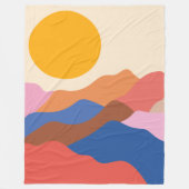 Boho Aesthetisch Abstract Landschap Mountains Blue Fleece Deken (Voorkant)