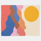 Boho Aesthetisch Abstract Landschap Mountains Blue Fleece Deken (Voorkant (Horizontaal))