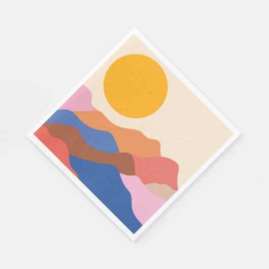 Boho Aesthetisch Abstract Landschap Mountains Blue Servet (Hoek)