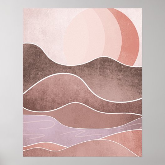 Boho Aesthetisch berglandschap Moderne Kunst Poster (Voorkant)