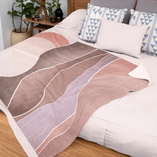 Boho Aesthetisch gebergte landschap Modern Kunstwe Fleece Deken