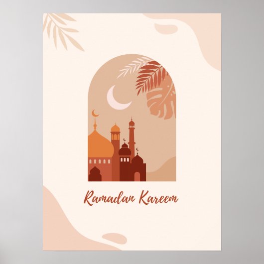 Boho Aesthetisch Ramadan Kareem Ramadan Poster (Voorkant)