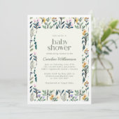 Boho Aesthetische Waterverf Wildbloem Baby shower Kaart (Staand voorkant)