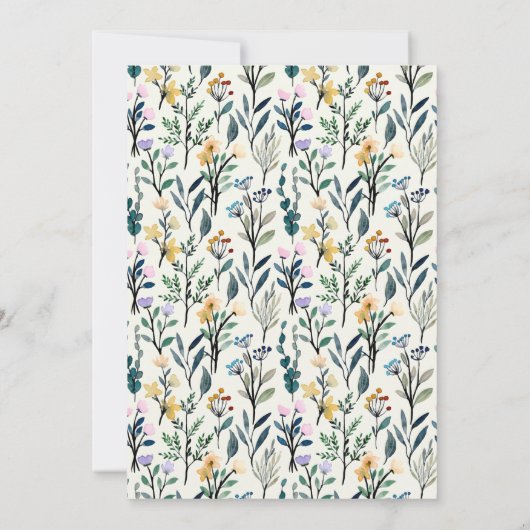 Boho Aesthetische Waterverf Wildbloem Baby shower Kaart (Achterkant)