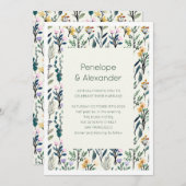 Boho Aesthetische Waterverf Wildflower Wedding Kaart (Voorkant / Achterkant)