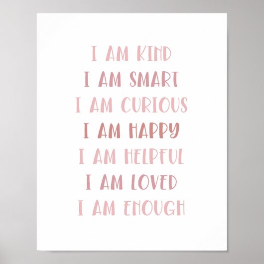 Boho Affirmations Minimalistische Kinder Quote Art Poster (Voorkant)