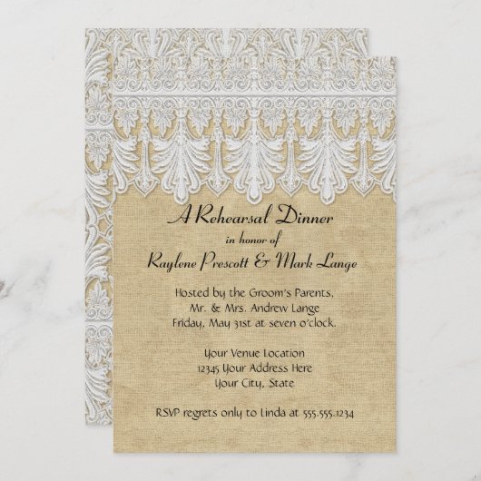 BOHO Afgedrukte Burlap in Lace Gypsy Modern Mod St Kaart (Voorkant / Achterkant)