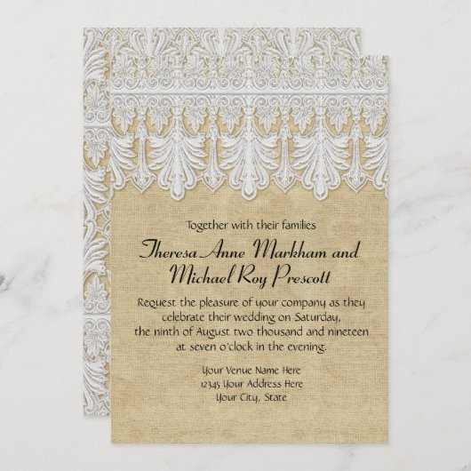 BOHO Afgedrukte Burlap in Lace Gypsy Modern Mod St Kaart (Voorkant / Achterkant)