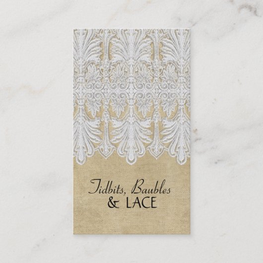 BOHO Afgedrukte Burlap in Lace Gypsy Modern Mod St Visitekaartje (Voorkant)