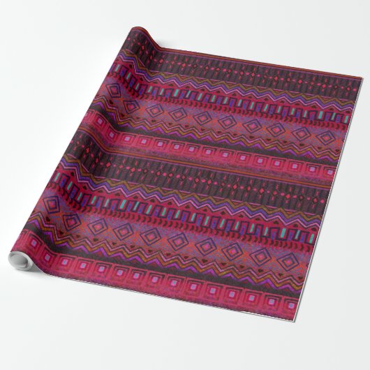 Boho African Earthy Mud Cloth Pink Cadeaupapier (Uitgerold)