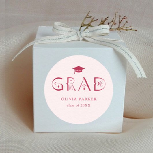 Boho AFSTUDEERDER Typografie Roze Ronde Sticker
