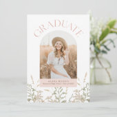 Boho Afstuderen Arch Roze en Groen Afstuderen Foto Kaart (Staand voorkant)