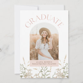 Boho Afstuderen Arch Roze en Groen Afstuderen Foto Kaart