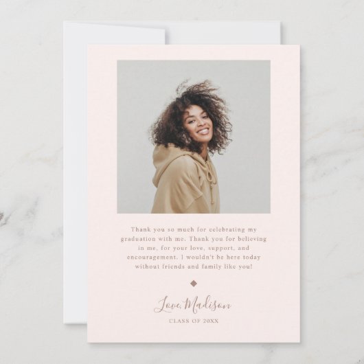 Boho Afstuderen Blush Roze Afstuderen Aankondiging (Achterkant)