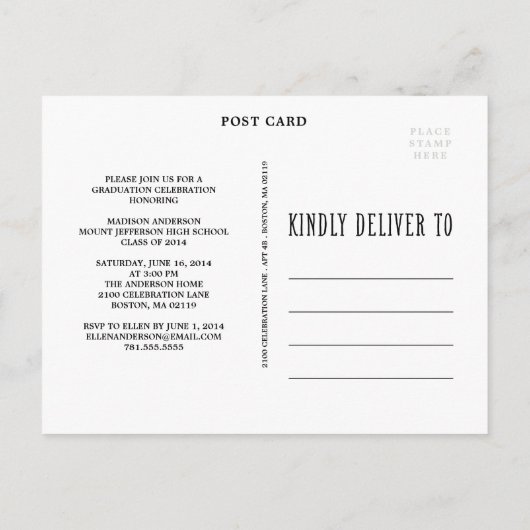 Boho | Afstuderen Briefkaart uitnodiging (Achterkant)