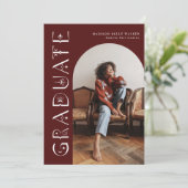 Boho Afstuderen Maroon Afstuderen Aankondiging (Staand voorkant)