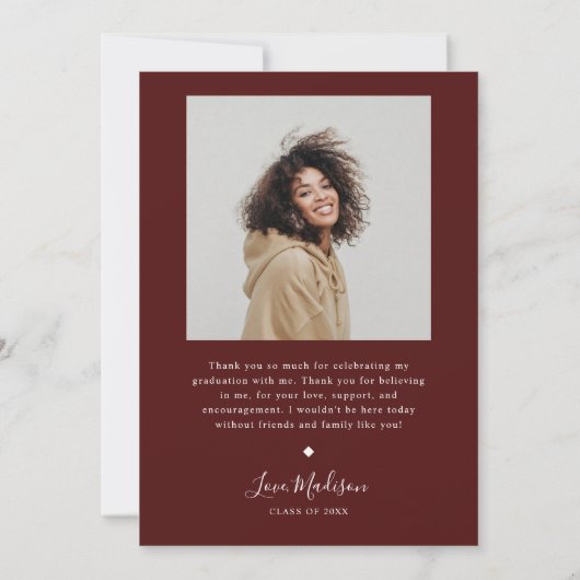 Boho Afstuderen Maroon Afstuderen Aankondiging (Achterkant)