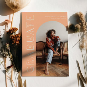 Boho Afstuderen Peach Afstuderen aankondiging