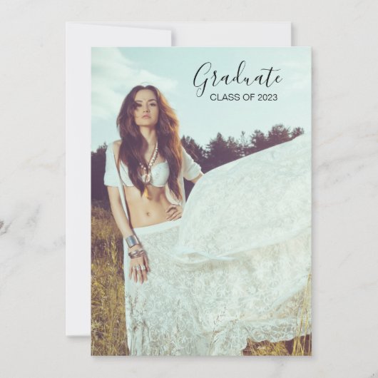 Boho Afstuderen Photo Party Invitation Kaart (Voorkant)