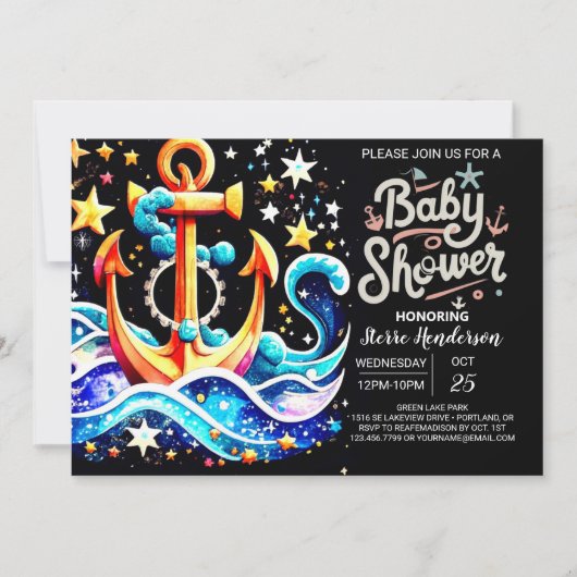 Boho Ahoy Anker Baby shower Kaart (Voorkant)