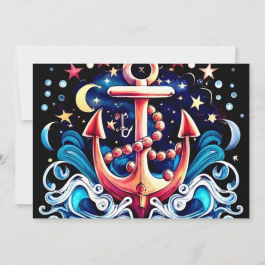 Boho Ahoy Anker Baby shower Kaart (Achterkant)