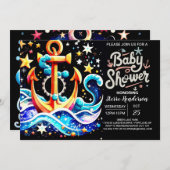 Boho Ahoy Anker Baby shower Kaart (Voorkant / Achterkant)