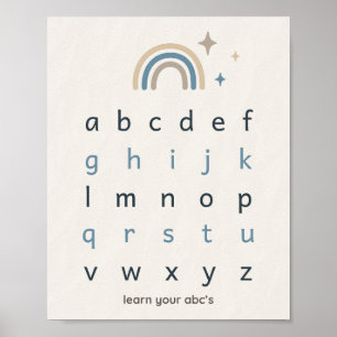 Boho Alfabet Print Babykamer Neutraal ABC Poster
