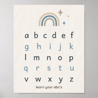 Boho Alfabet Print Babykamer Neutraal ABC Poster