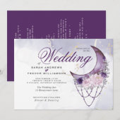 Boho All in One Wedding Amethyst Crescent Moon Kaart (Voorkant / Achterkant)