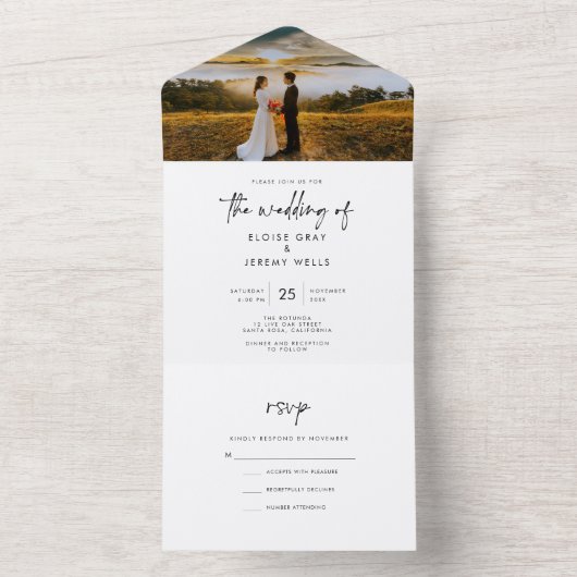 Boho All in One Wedding Invite All In One Uitnodiging (Binnen)