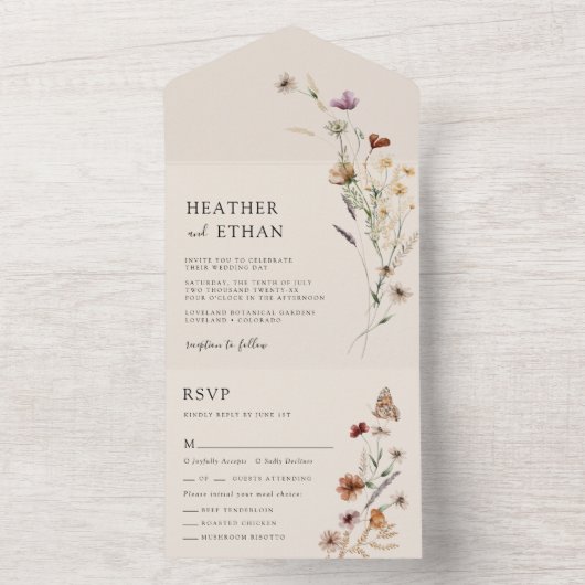 Boho All in One Wedding Invite Uitnodiging (Binnen)