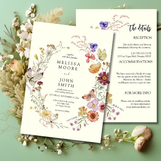 Boho All in One Wedding Kaart