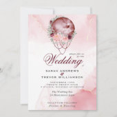 Boho allemaal in één bruiloft roze maroon Moon Inv Kaart (Voorkant)