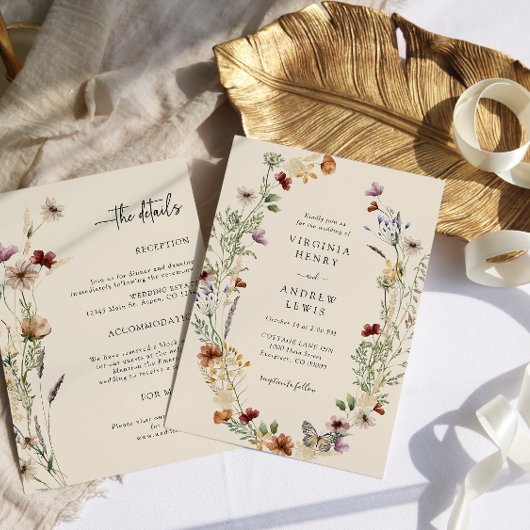 Boho allemaal in één bruiloft uitnodiging