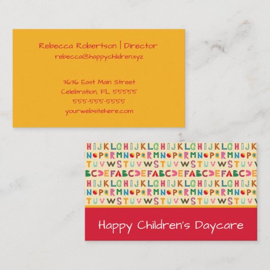 Boho Alphabet Daycare Visitekaartje (Voorkant / Achterkant)