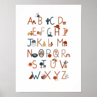 Boho Alphabet poster, wandkunst, klaslokaal poster