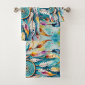 Boho American Indian Dream Catcher, waterverf Bad Handdoek (Insitu)