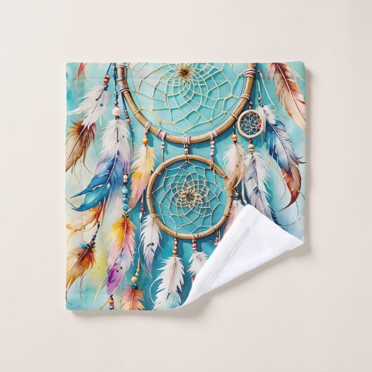 Boho American Indian Dream Catcher, waterverf Bad Handdoek (Wasdoekje)