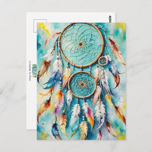 Boho American Indian Dream Catcher, waterverf Briefkaart (Voorkant / Achterkant)