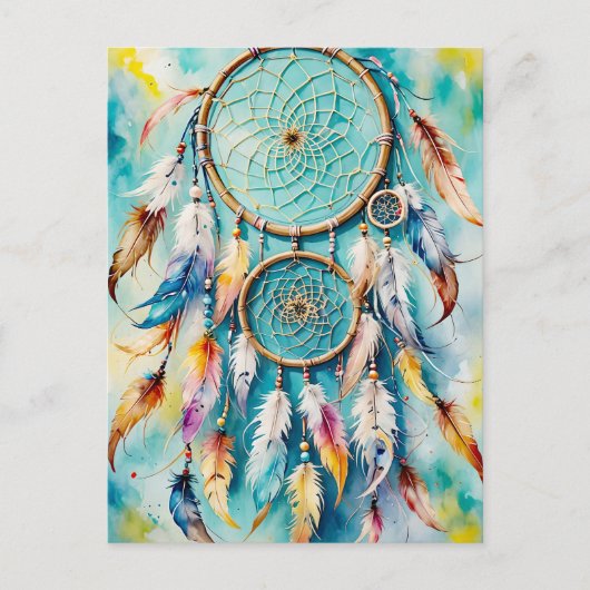 Boho American Indian Dream Catcher, waterverf Briefkaart (Voorkant)