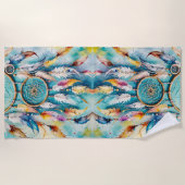 Boho American Indian Dream Catcher, waterverf Strandlaken (Voorkant)