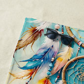 Boho American Indian Dream Catcher, waterverf Strandlaken (In situ)